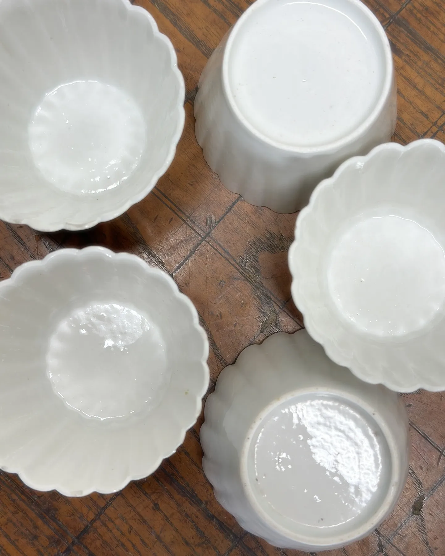 【古伊万里 白磁 菊形 蕎麦猪口 江戸期 時代 アンティーク...