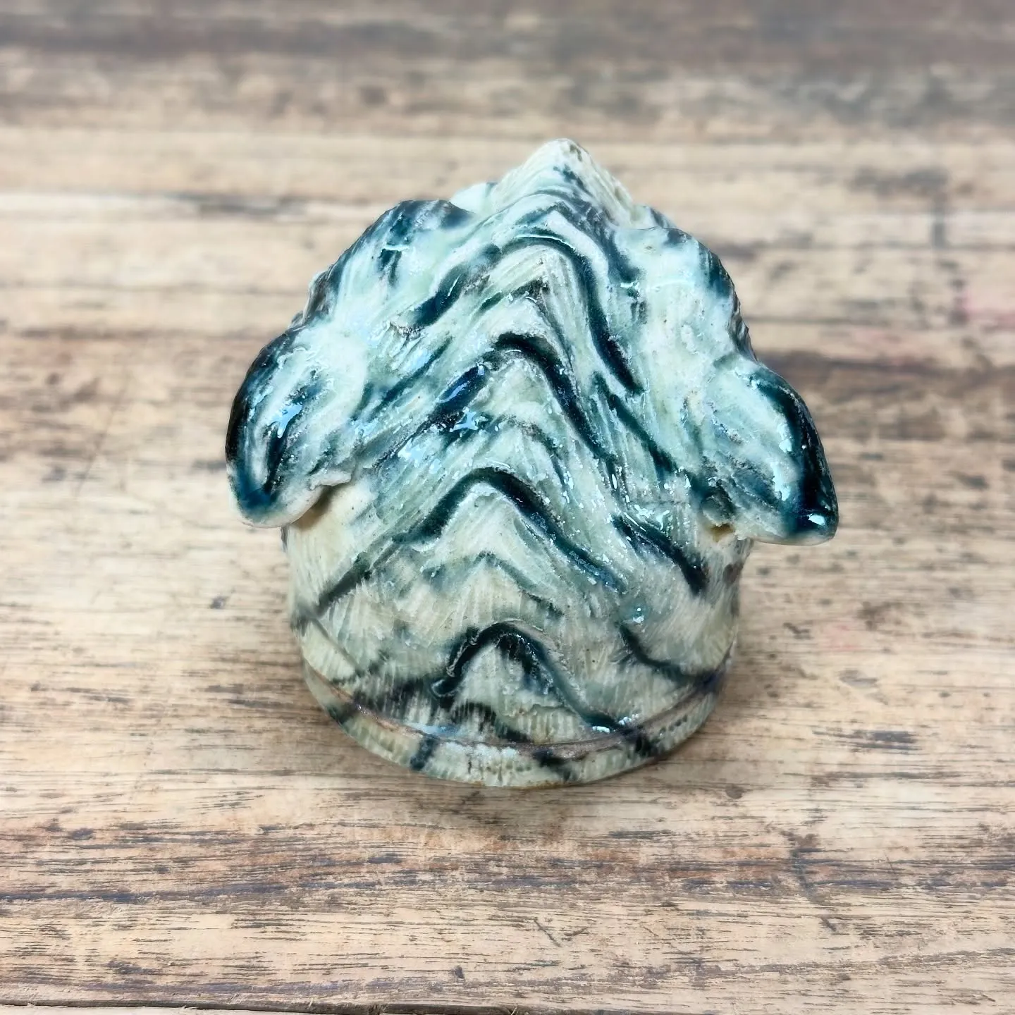 【茶道具 虎 香合 瀬戸焼 加藤進（信入） 在銘 共箱】