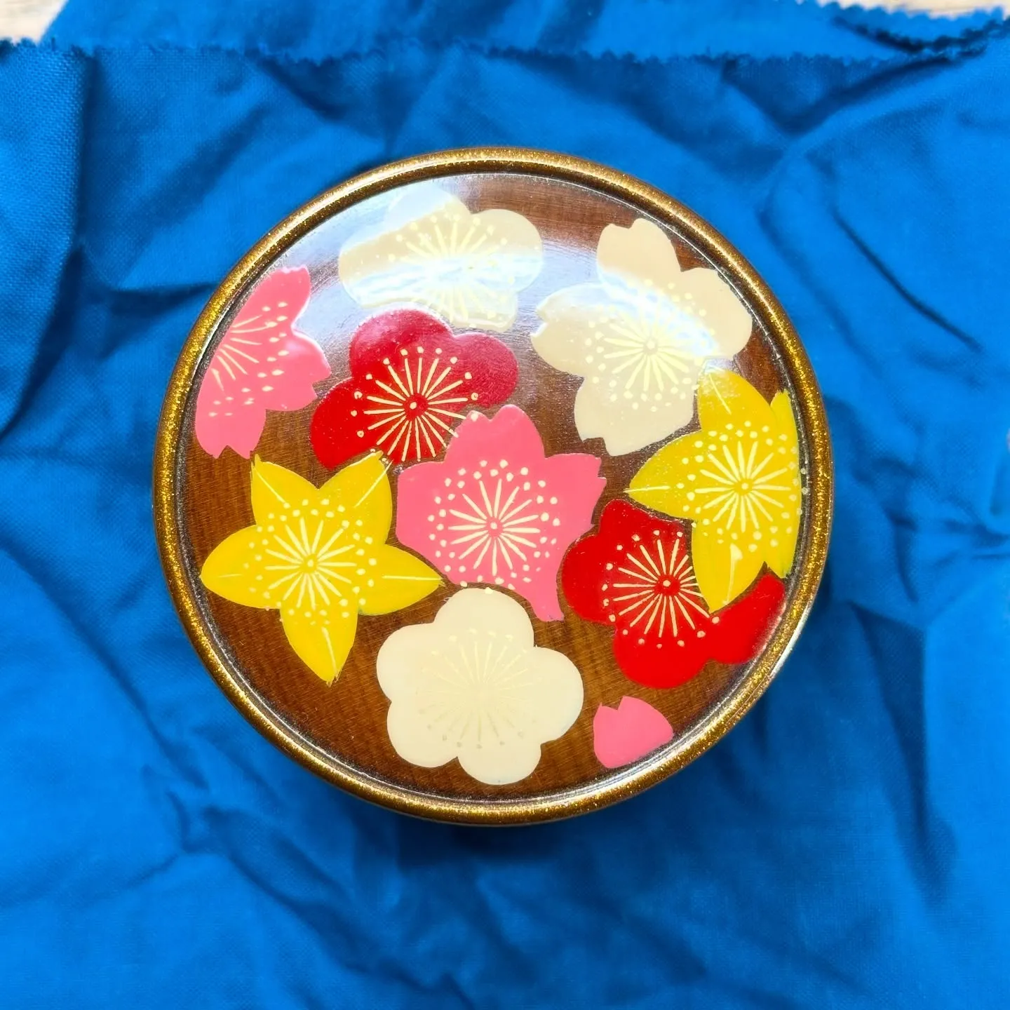 【茶道具 平棗 桜 花篭 中村湖彩 共箱】