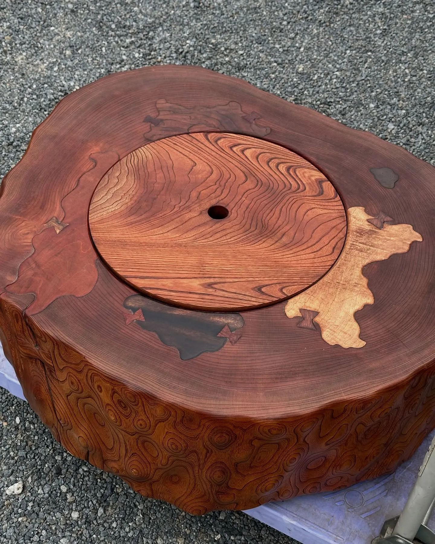 【兵庫 加古郡 遺品整理 買取 欅 くり抜き 火鉢 木象嵌】