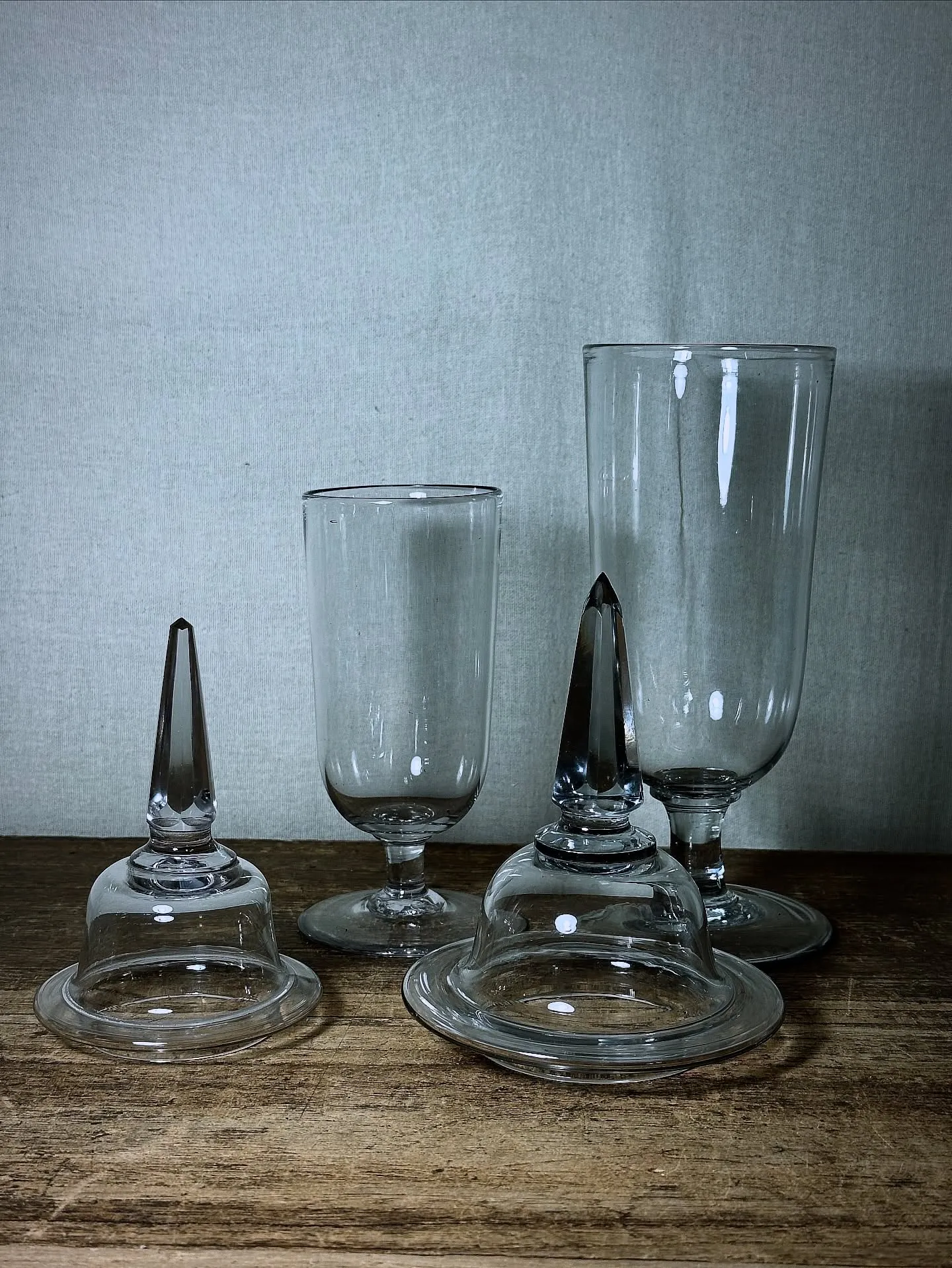 【手作り 蓋付 剣先標本瓶 レトロ 古道具 硝子 ウランガラ...