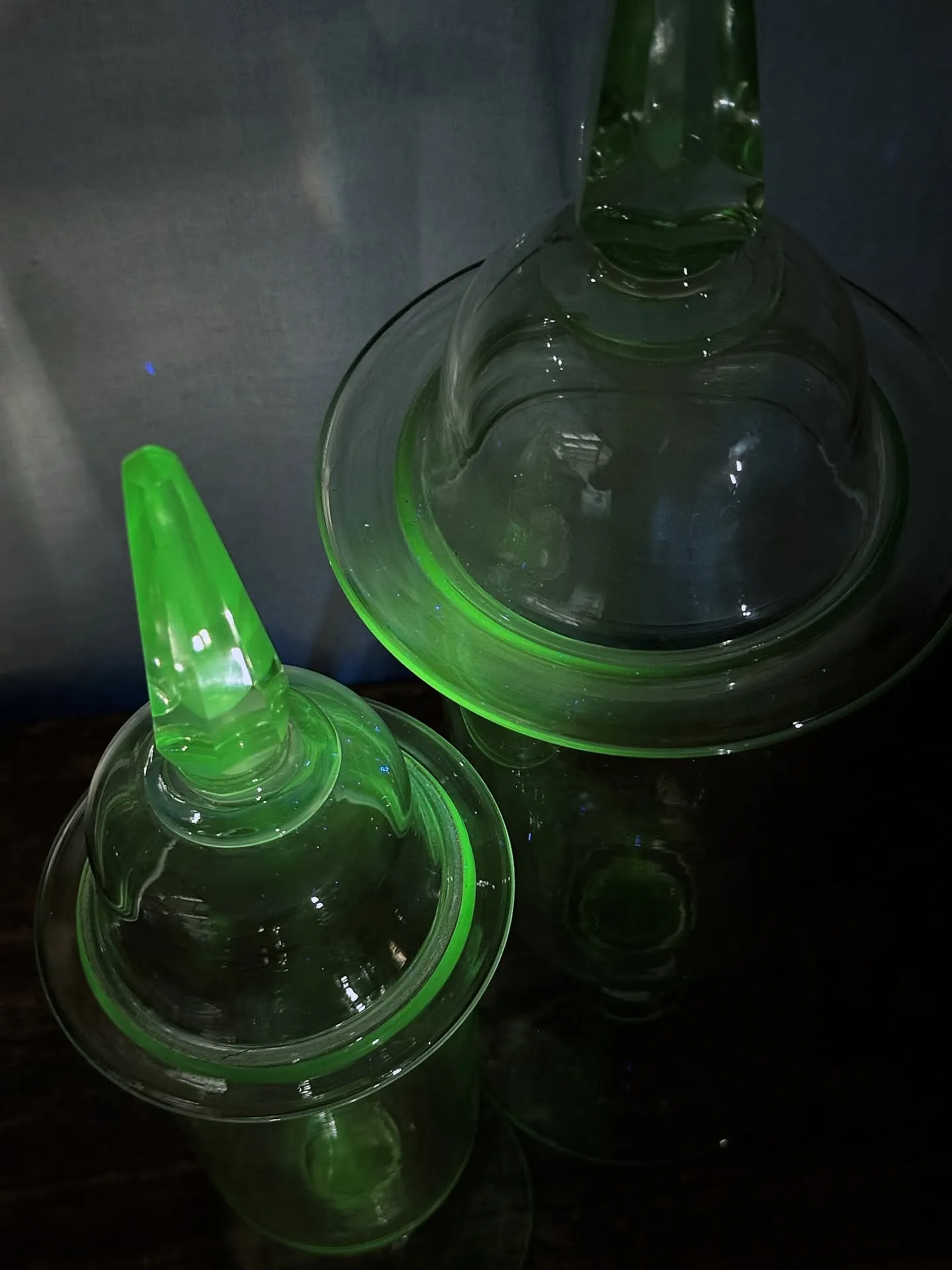 【手作り 蓋付 剣先標本瓶 レトロ 古道具 硝子 ウランガラ...