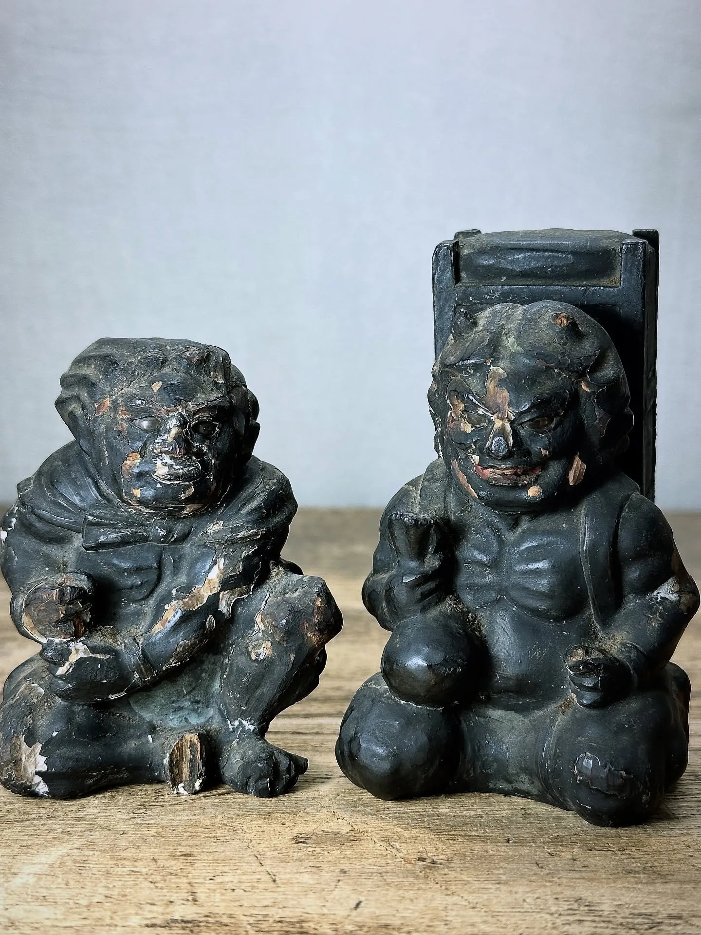 【時代 木彫 鬼 玉眼】