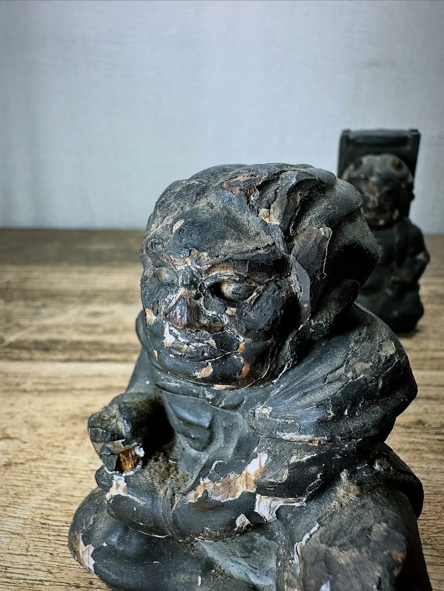 【時代 木彫 鬼 玉眼】